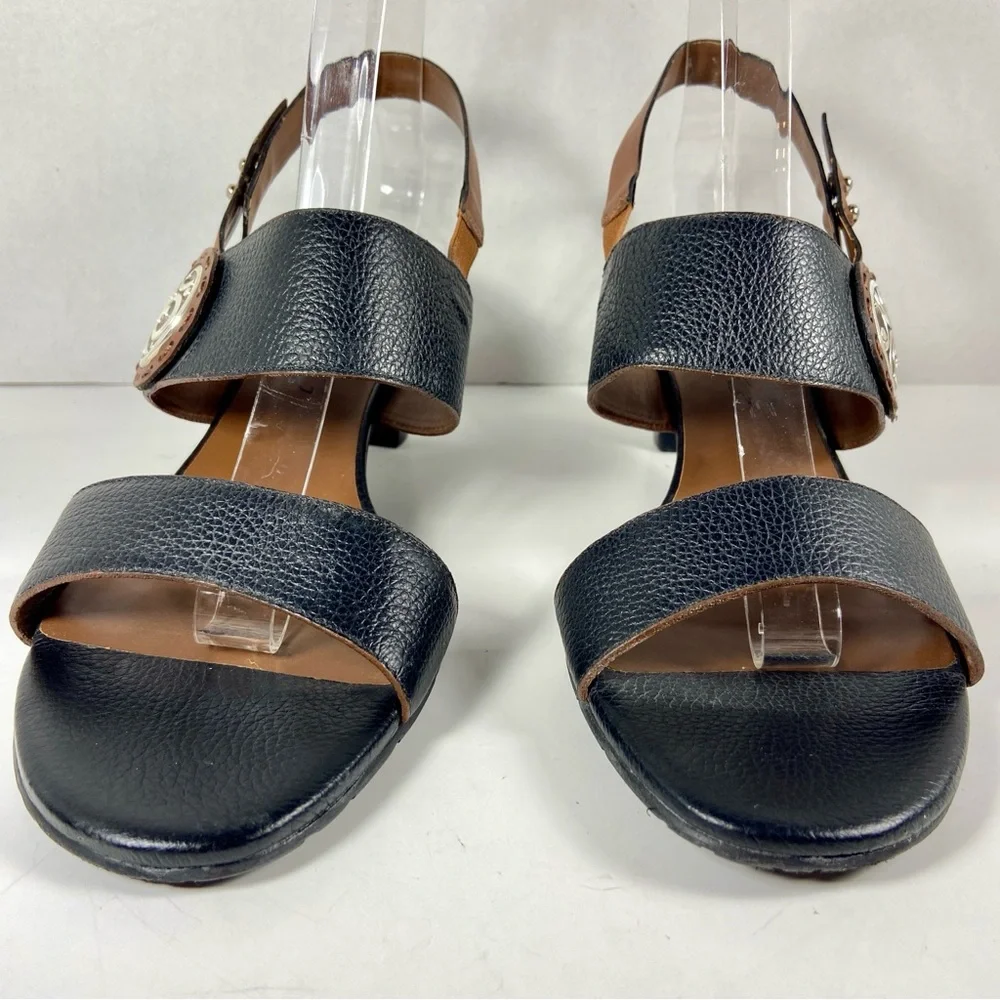 Brighton Black and Brown Heels with Decorative Metal Detail - Picture 4 of 12